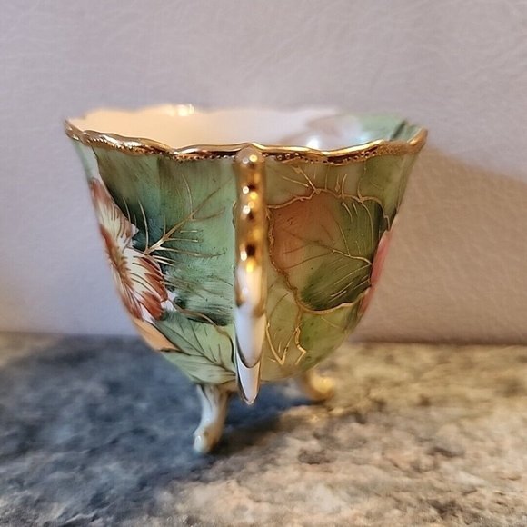 Chubu China Tea Cup Occupied Japan Gold Trim Footed Rose Floral Demitasse - Picture 3 of 9
